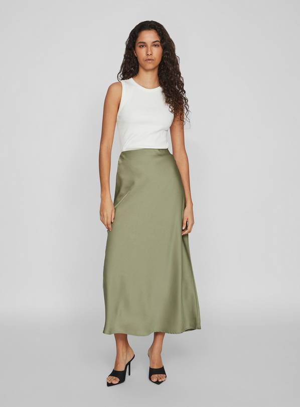 VILA Satin Midi Skirt 6